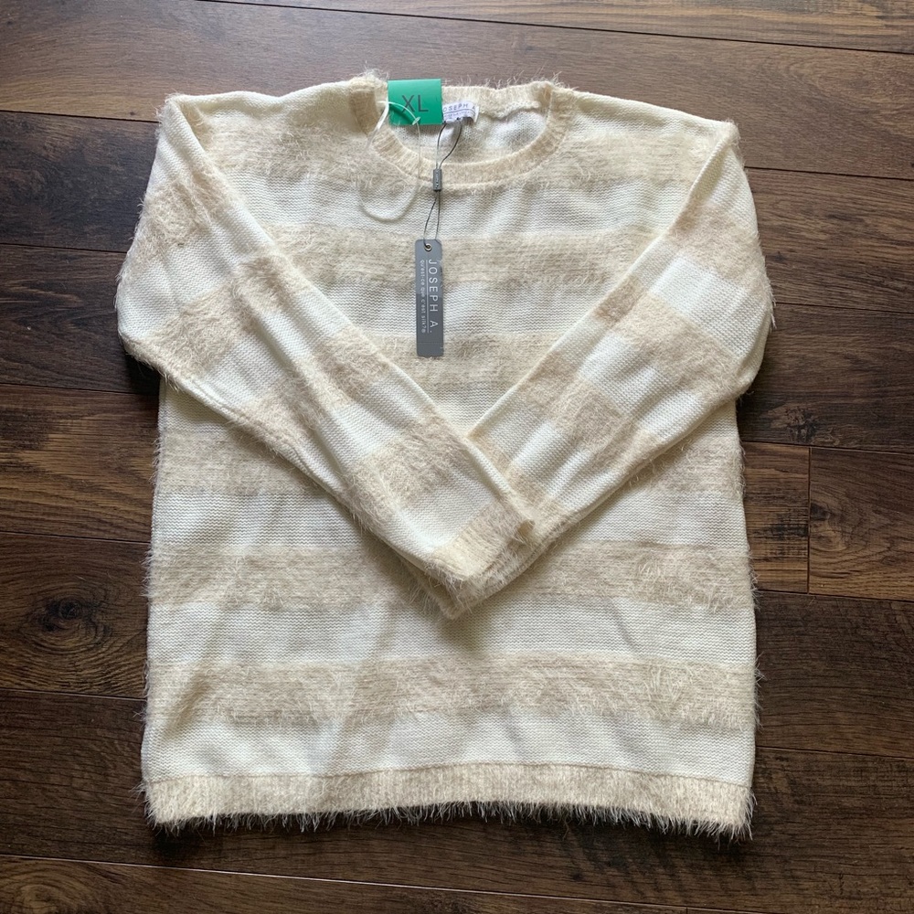 Joseph A. Cream striped sweater NWT